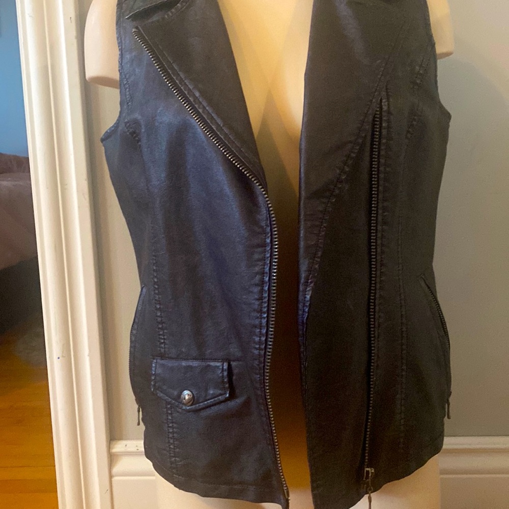 Black swan blk faux leather vest
